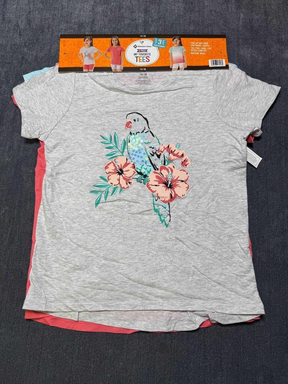 NWT Member's Mark My Favorite T-Shirts Girls 14/16 Multi Short Sleeve - Lot of 3